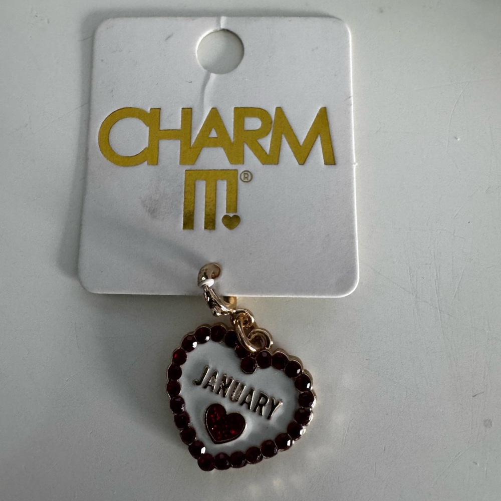 January Heart Charm - Red and Gold